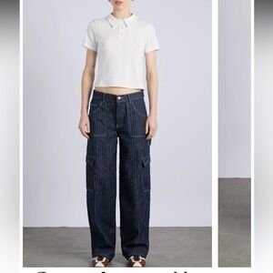 Damson Madder pinstriped cargo jeans UK 10